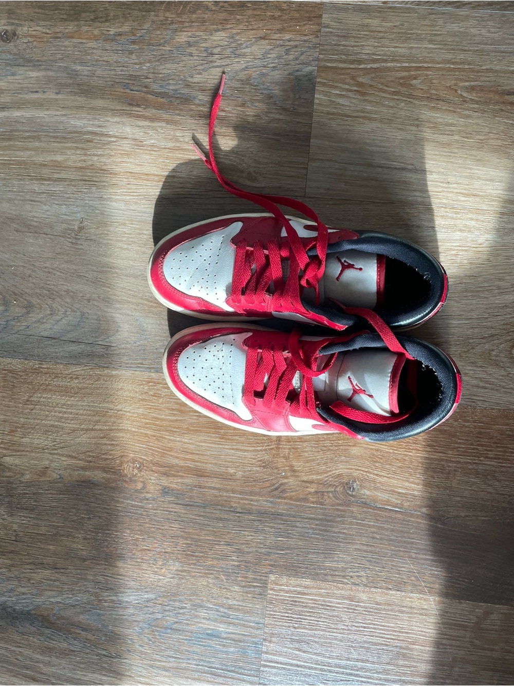 womens Red and White Athletic Sneakers - Jordan Style